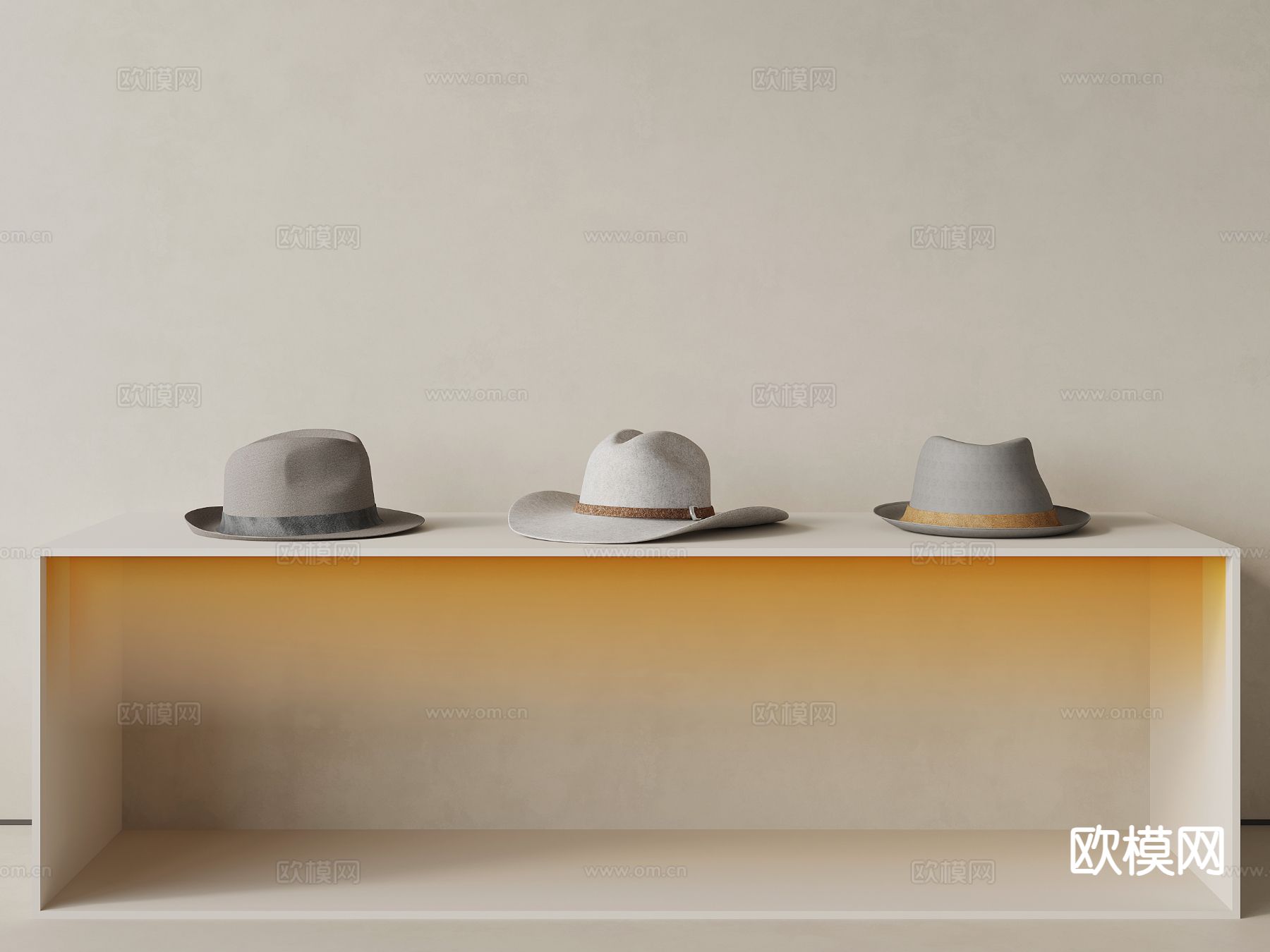 现代帽子 遮阳帽su模型下载（渲染图2）