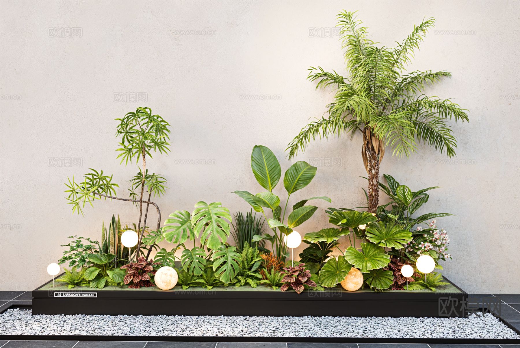 植物堆 花镜 庭院小品su模型下载（渲染图2）