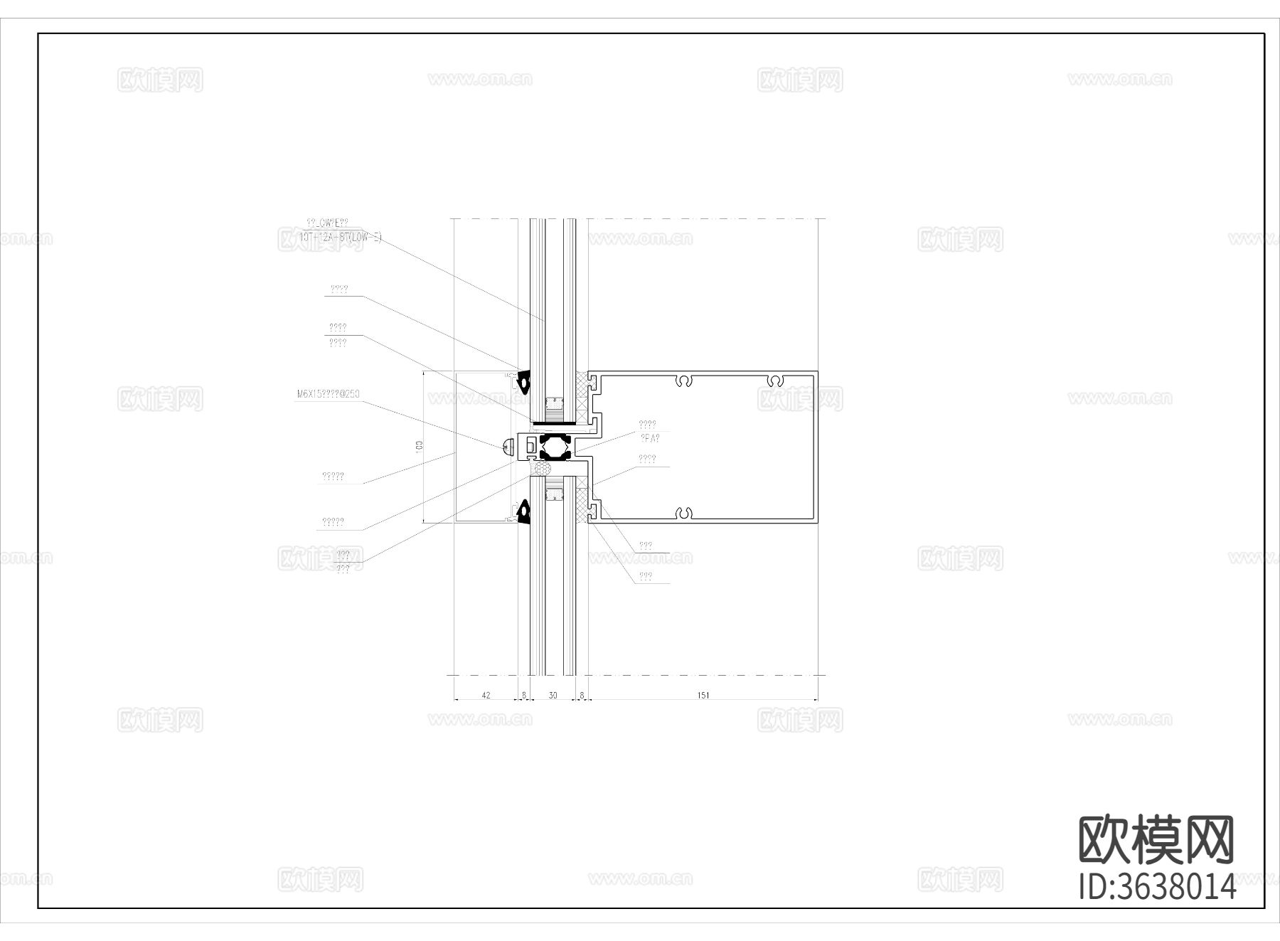 单元幕墙cad节点图下载（渲染图3）