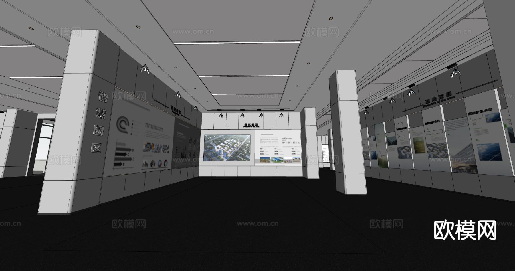 现代展厅展馆su模型下载（渲染图1）