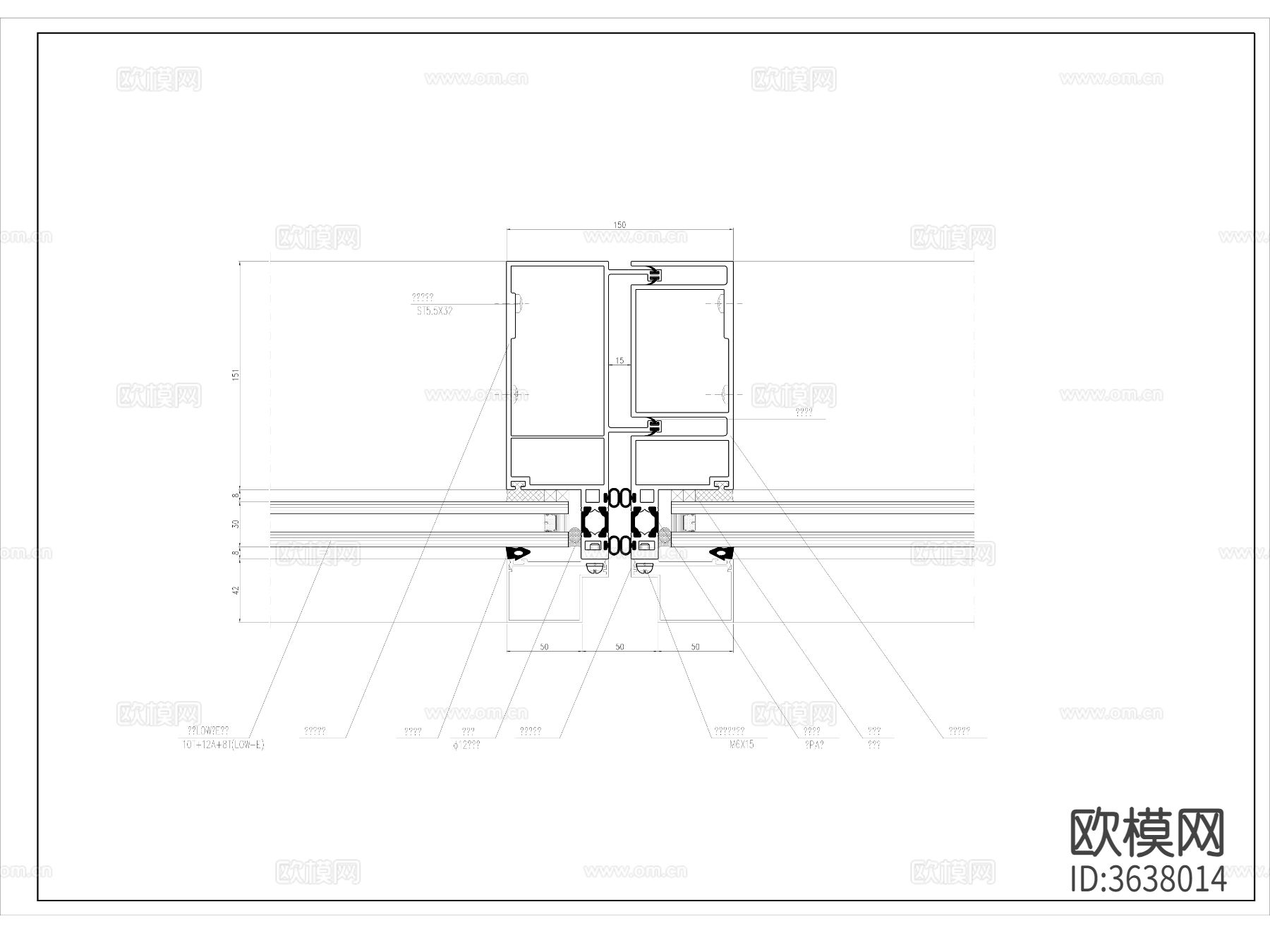 单元幕墙cad节点图下载（渲染图4）