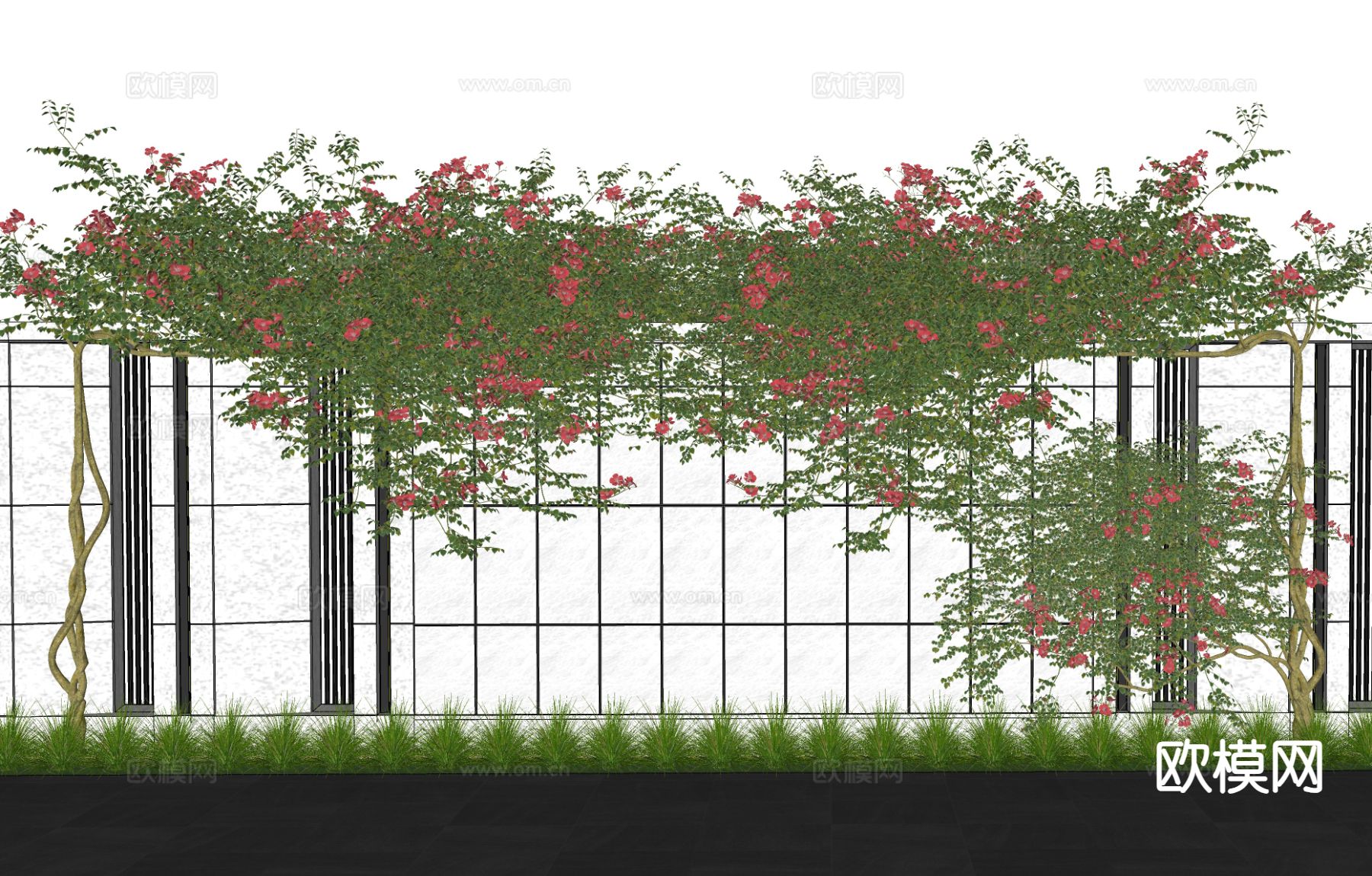 绿植墙 爬山虎 绿篱su模型下载（渲染图1）