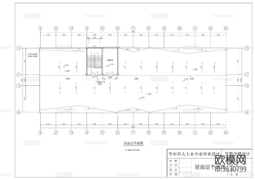 教學(xué)樓cad施工圖下載(渲染圖3)