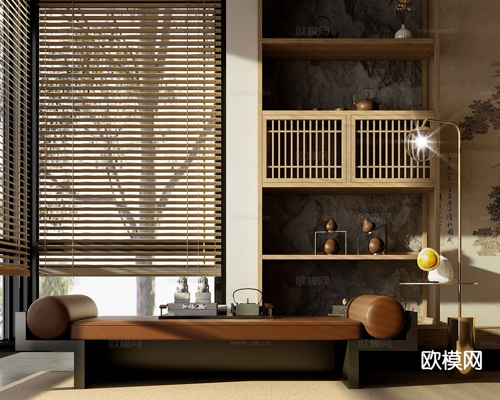 新中式沙发凳 床尾凳3d模型下载