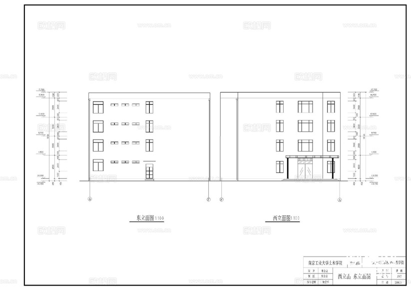 4層職教樓 教學(xué)樓CAD施工圖下載(渲染圖4)