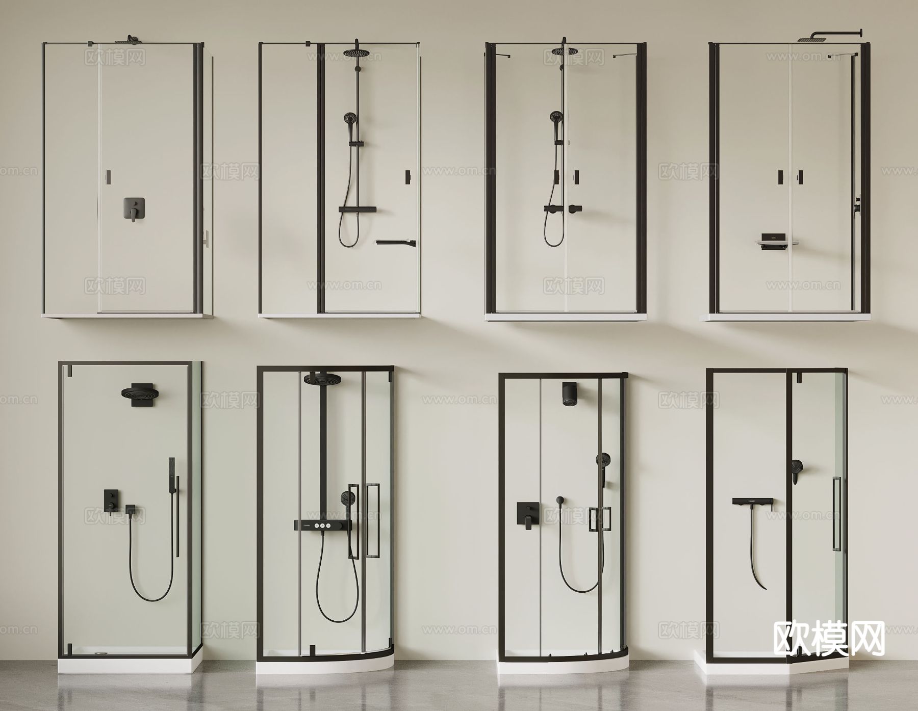 现代淋浴房 花洒 冲凉房3d模型下载