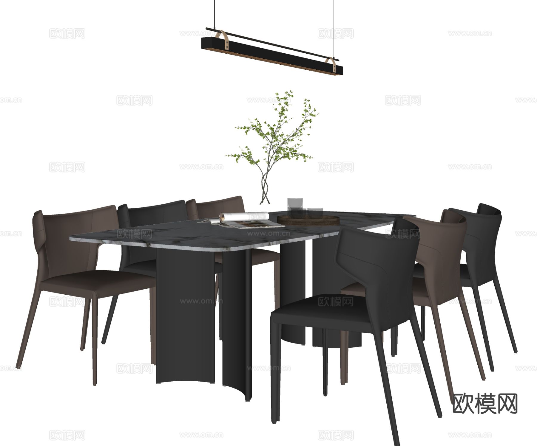意式餐桌椅su模型下载（渲染图1）