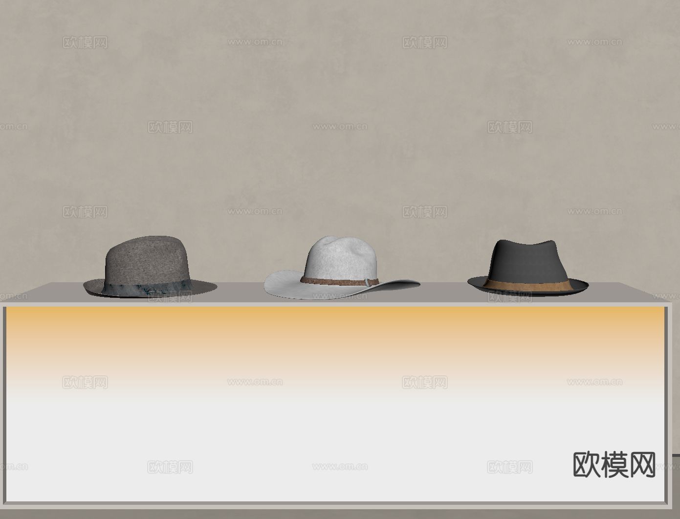 现代帽子 遮阳帽su模型下载（渲染图1）