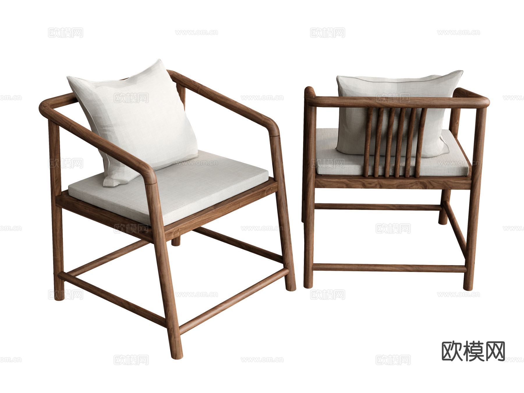 新中式休闲椅su模型下载（渲染图2）