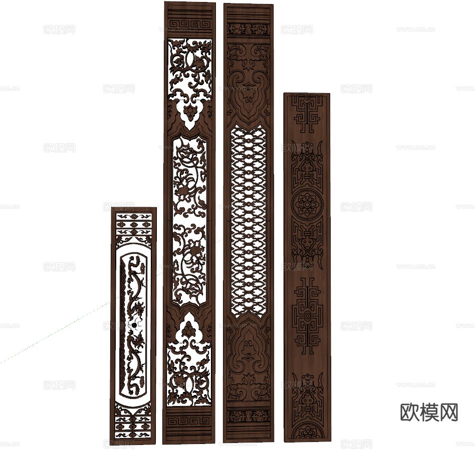 中式花格 雕花su模型下载