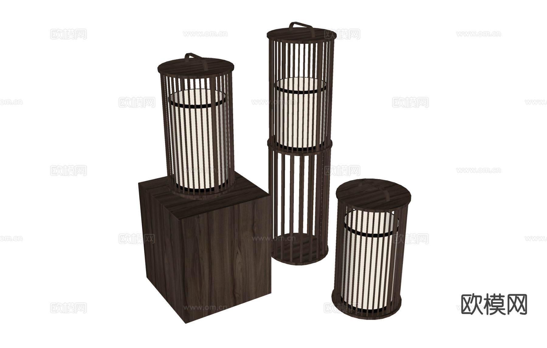 原木风落地灯 户外灯 装饰灯su模型下载（渲染图1）