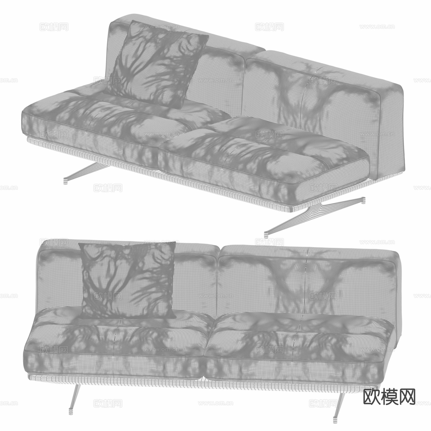 现代双人沙发 皮沙发3d模型