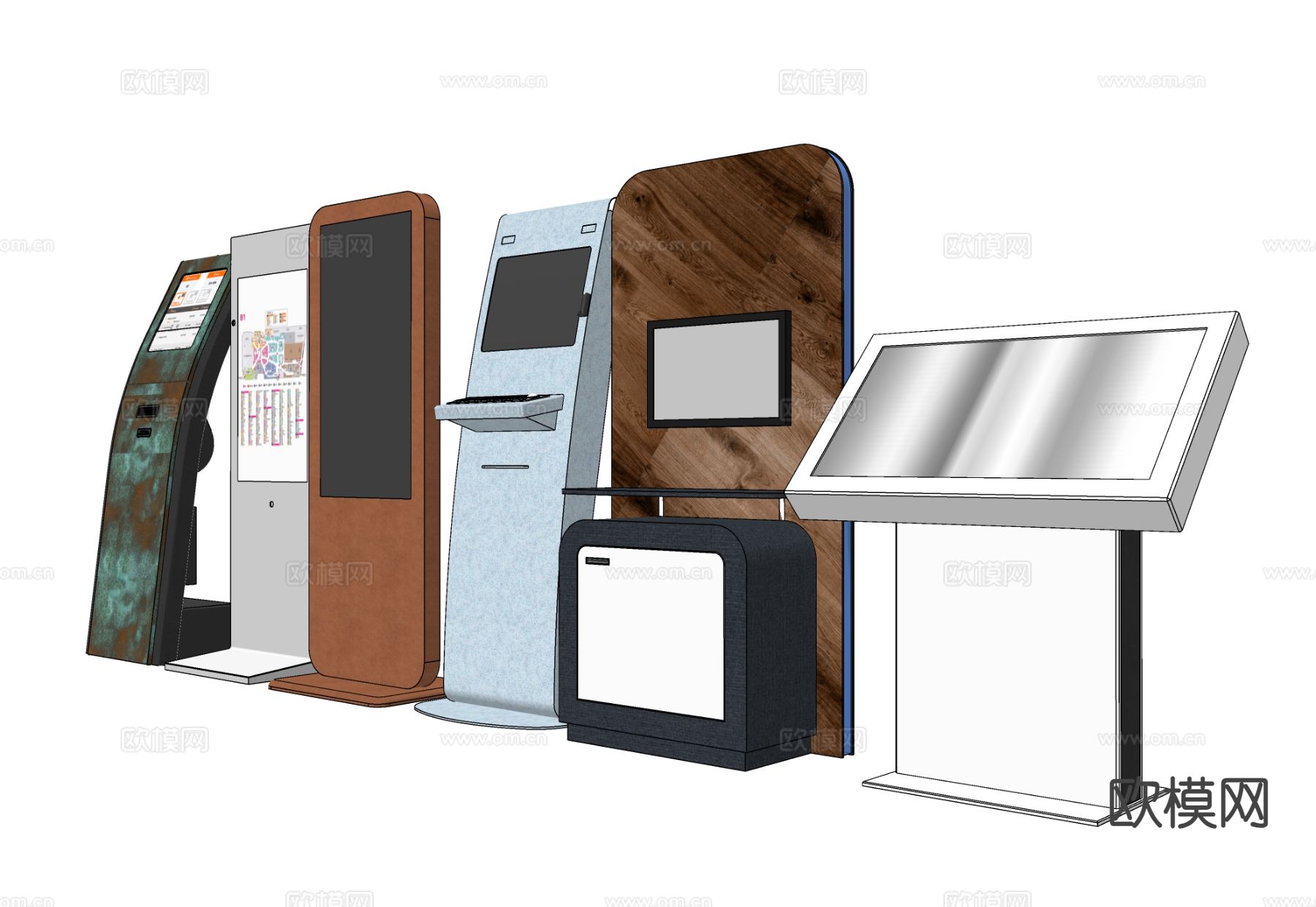 触屏广告牌 商场导视机su模型下载（渲染图1）
