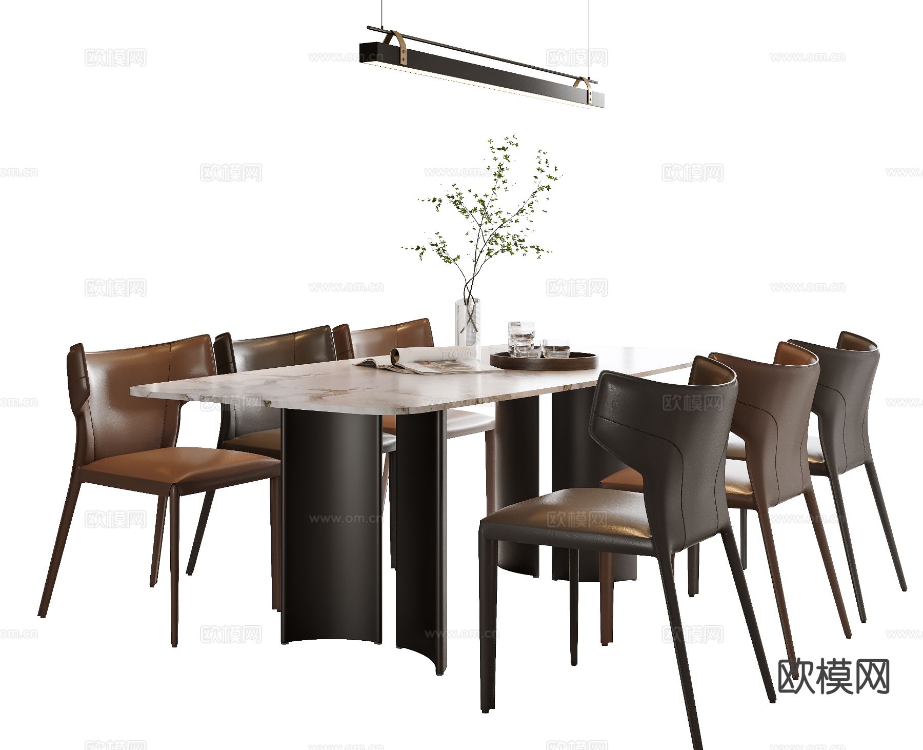 意式餐桌椅su模型下载（渲染图2）