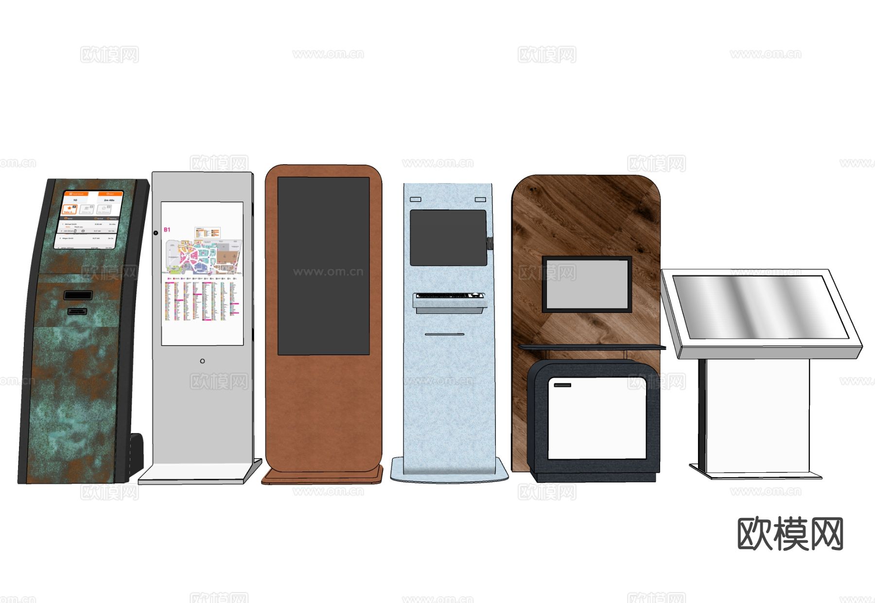 触屏广告牌 商场导视机su模型下载（渲染图2）