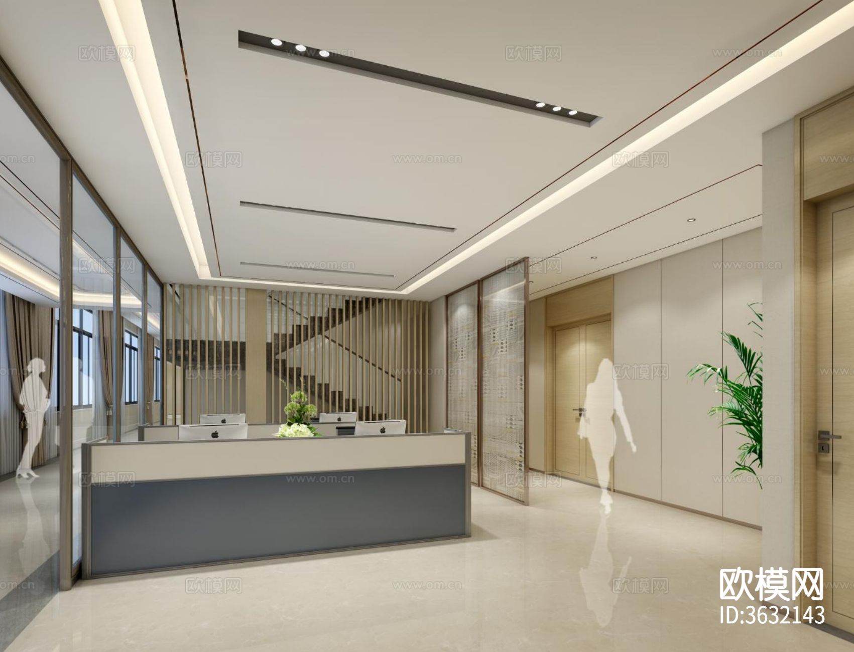 深圳坂田酒店接待会所包房办公室cad施工图下载（渲染图4）