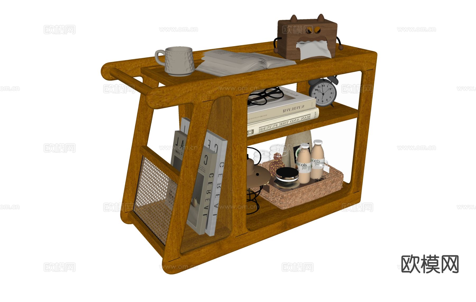 原木风置物架 边几su模型