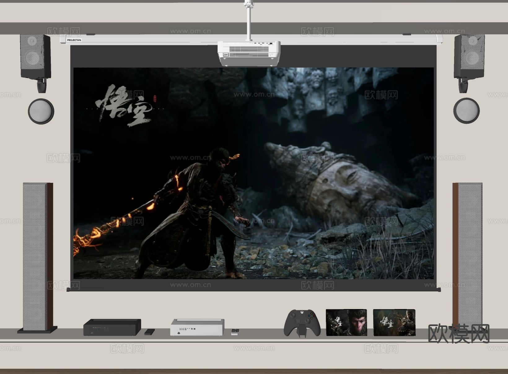 投影仪 投影幕布su模型下载（渲染图1）