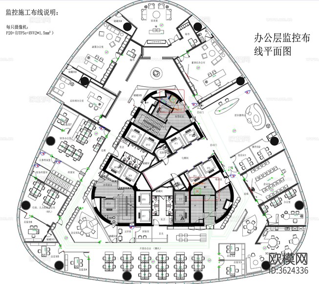 辦公空間CAD平面圖下載(渲染圖2)