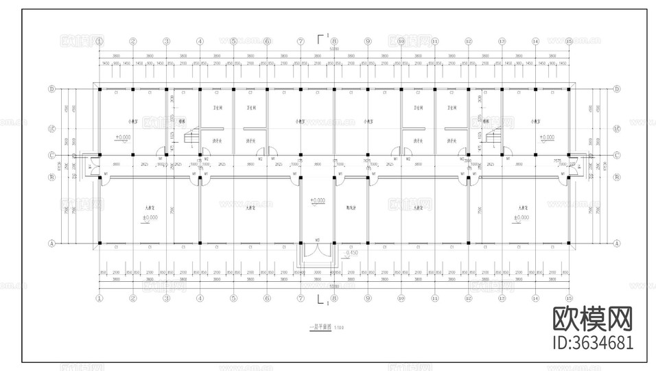 教學樓建筑圖cad施工圖下載(渲染圖1)