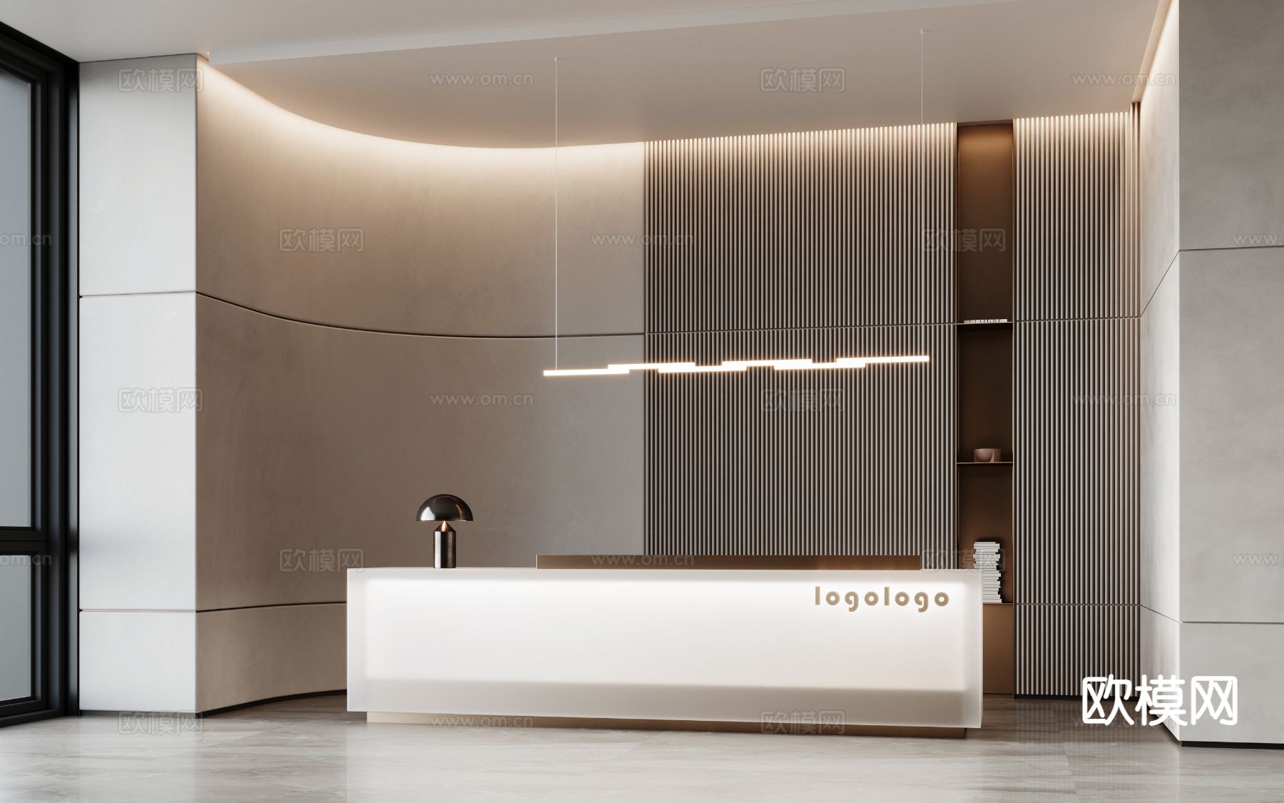 现代接待台 服务台su模型下载（渲染图2）