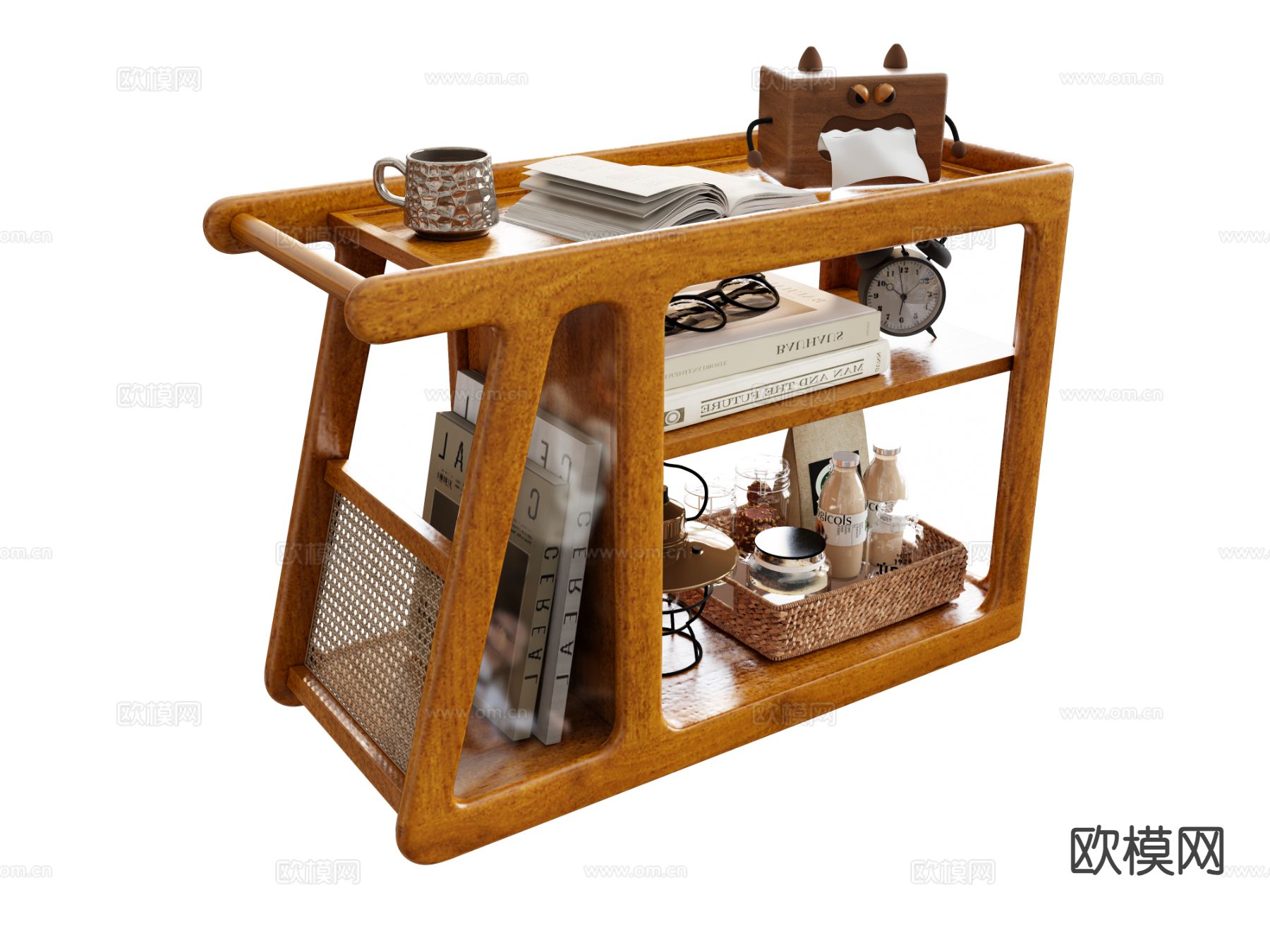 原木风置物架 边几su模型