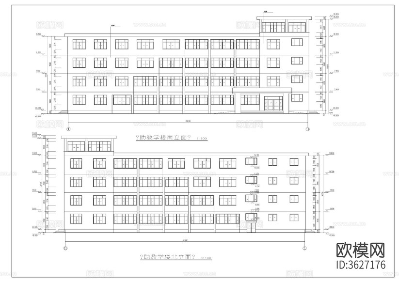 輔助教學(xué)樓CAD施工圖下載(渲染圖6)