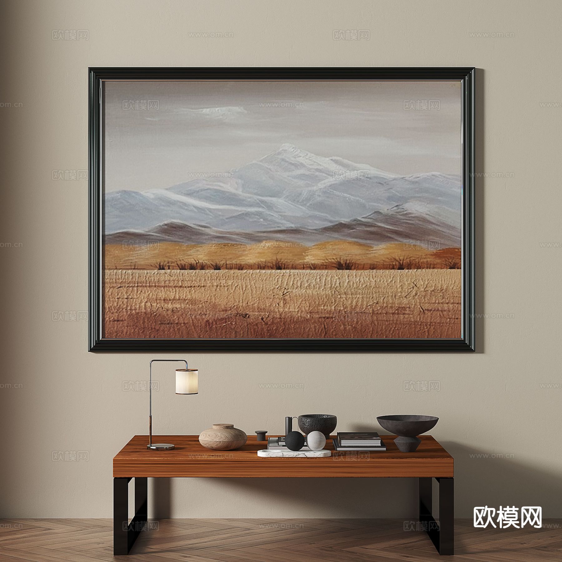 中古风装饰画 风景画 挂画3d模型