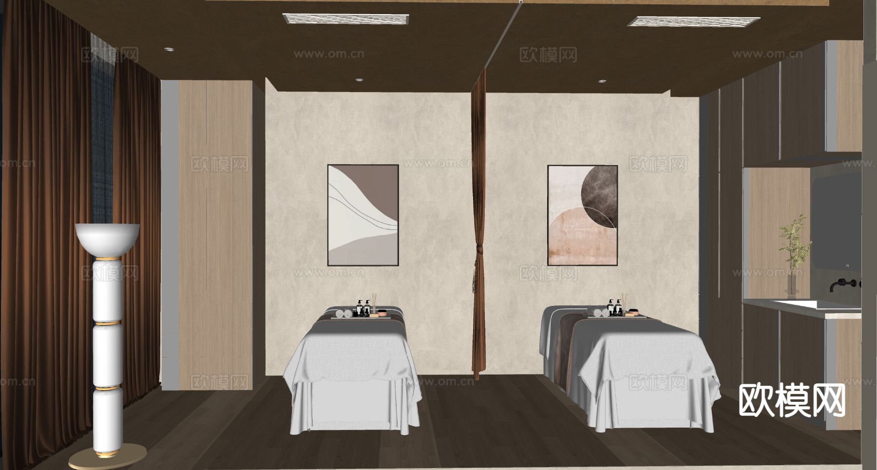 现代美容SPA店su模型下载（渲染图1）