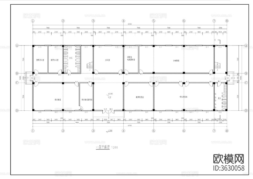 教學(xué)樓建筑圖cad施工圖下載(渲染圖2)