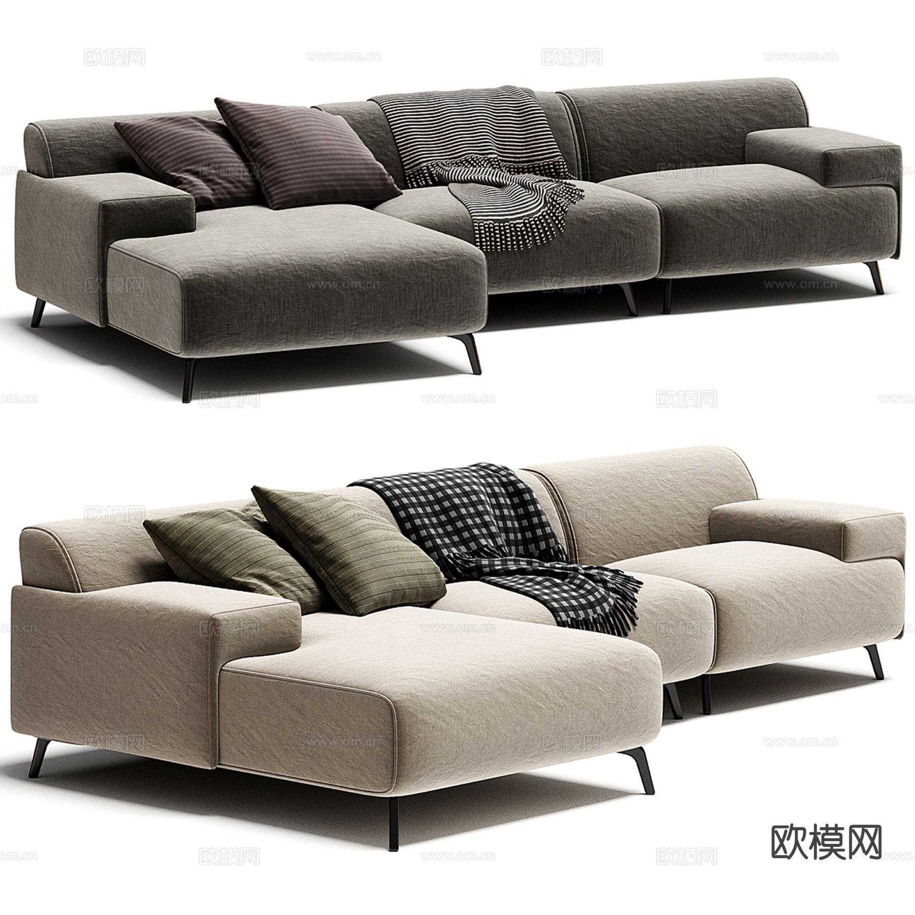 现代多人沙发 转角沙发3d模型下载