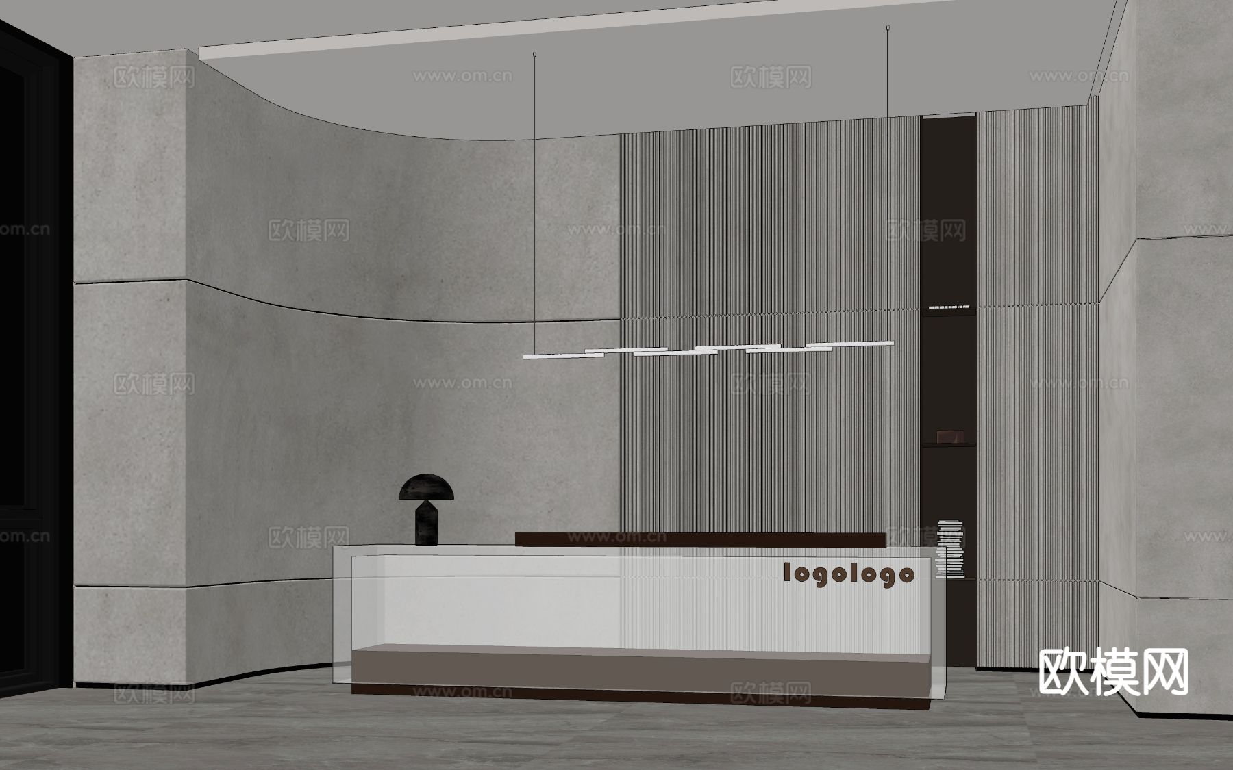 现代接待台 服务台su模型下载（渲染图1）