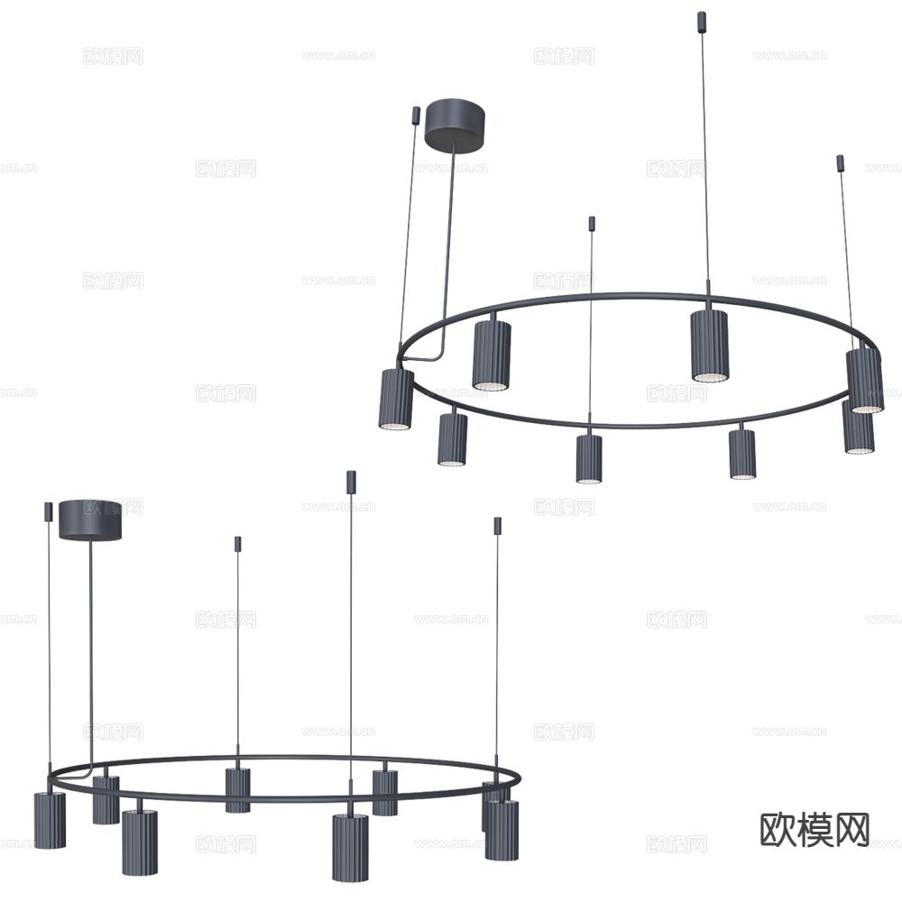 Pholc 现代圆环吊灯3d模型