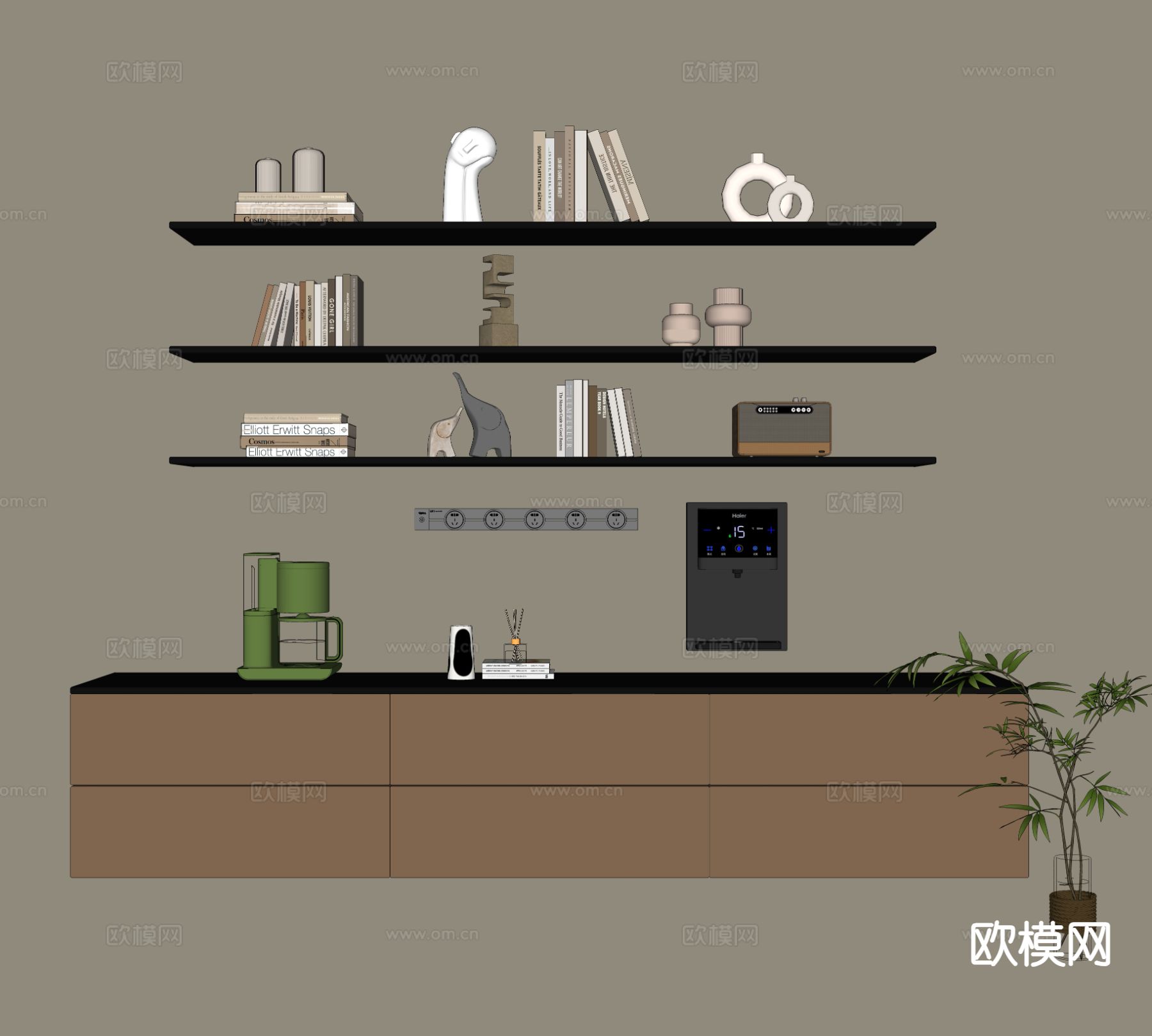 现代装饰柜 装饰架su模型下载（渲染图1）