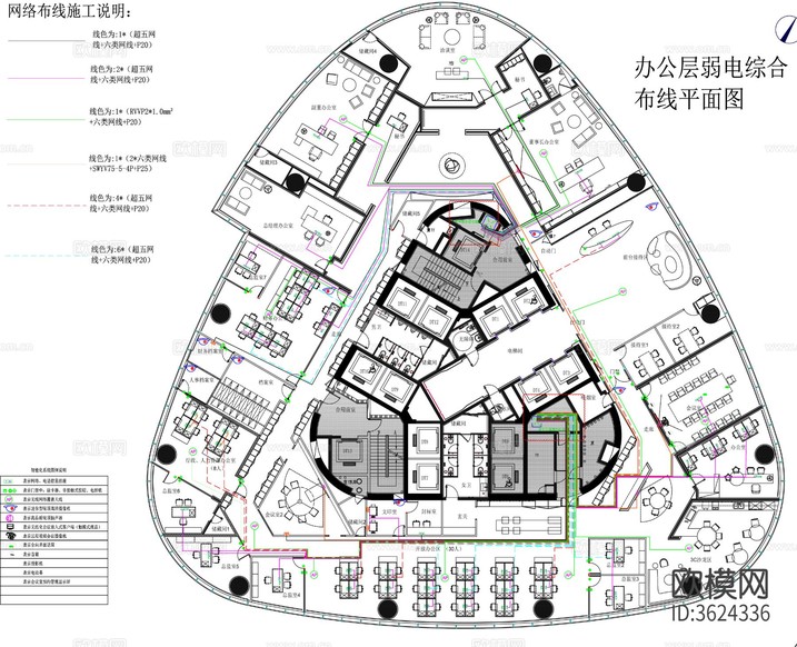 辦公空間CAD平面圖下載(渲染圖1)