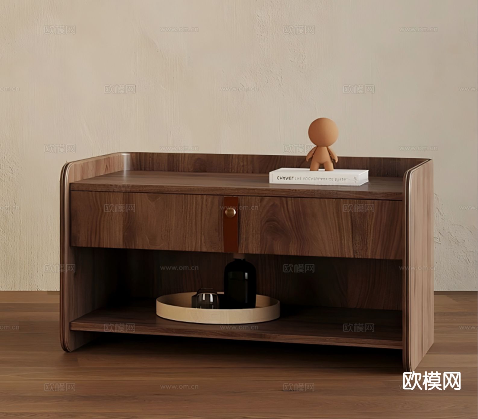 中古风床头柜su模型下载（渲染图2）