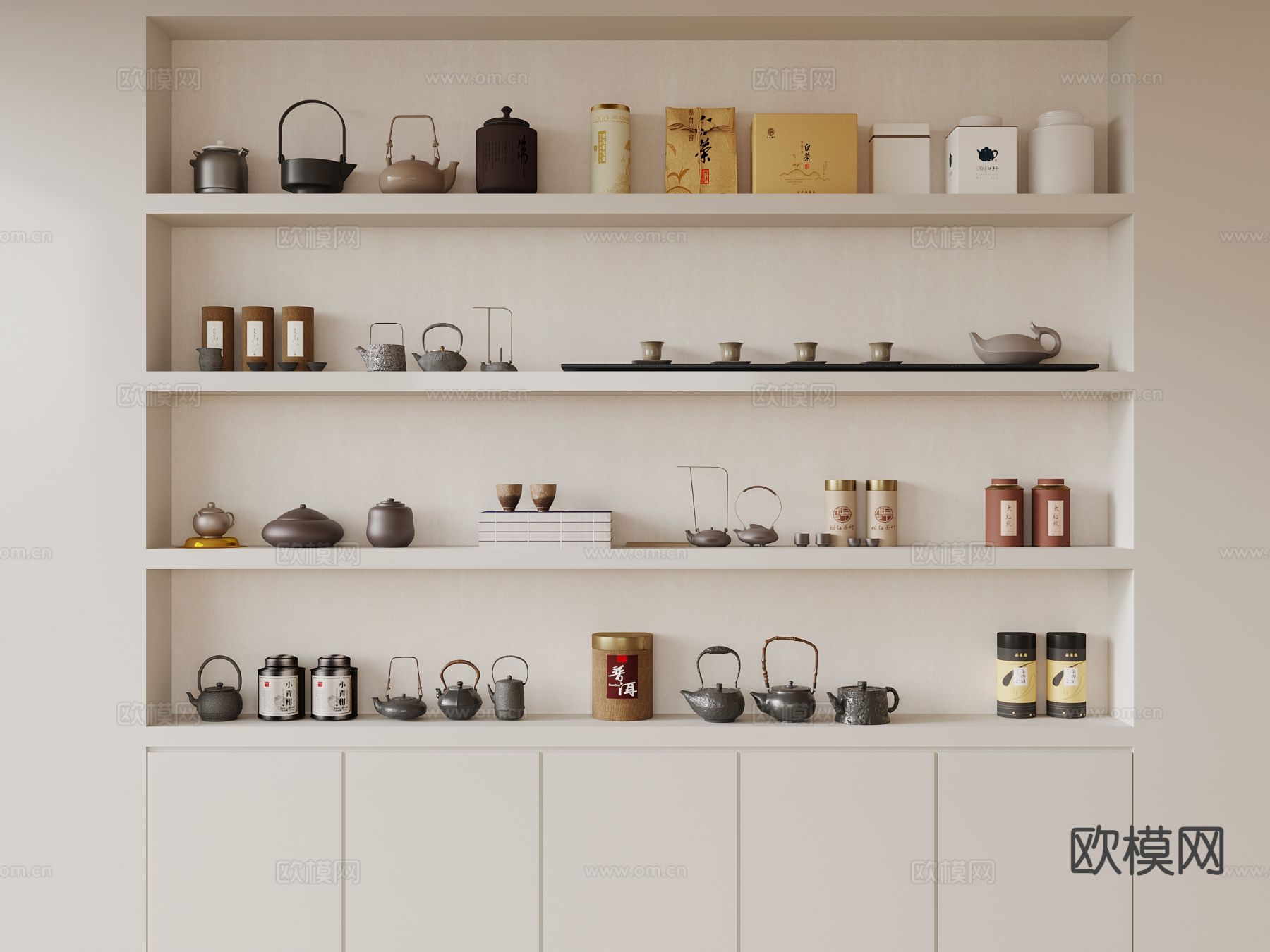 中式茶具 茶壶 茶杯su模型下载（渲染图2）