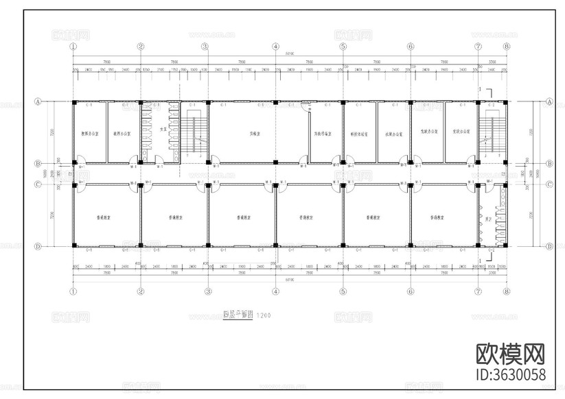 教學(xué)樓建筑圖cad施工圖下載(渲染圖5)