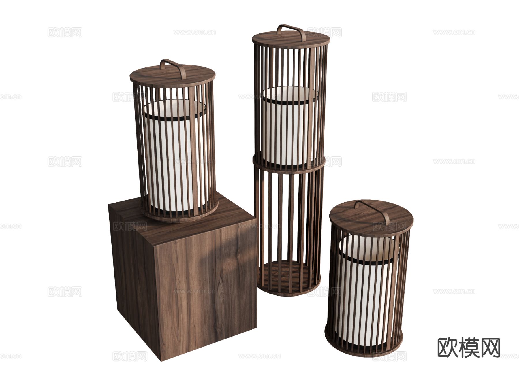 原木风落地灯 户外灯 装饰灯su模型下载（渲染图2）