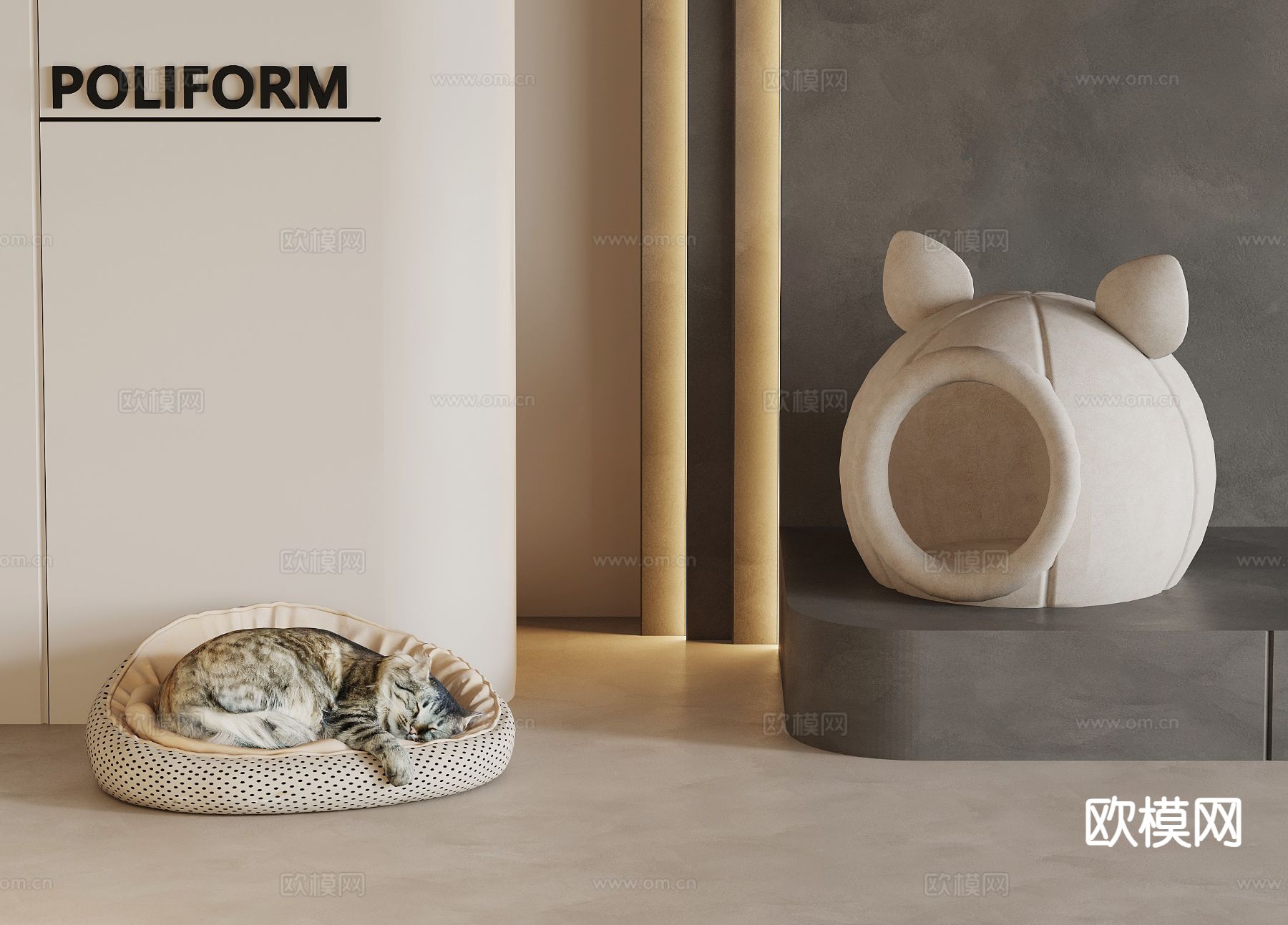 现代猫舍 狗舍 猫屋 狗屋su模型下载（渲染图2）