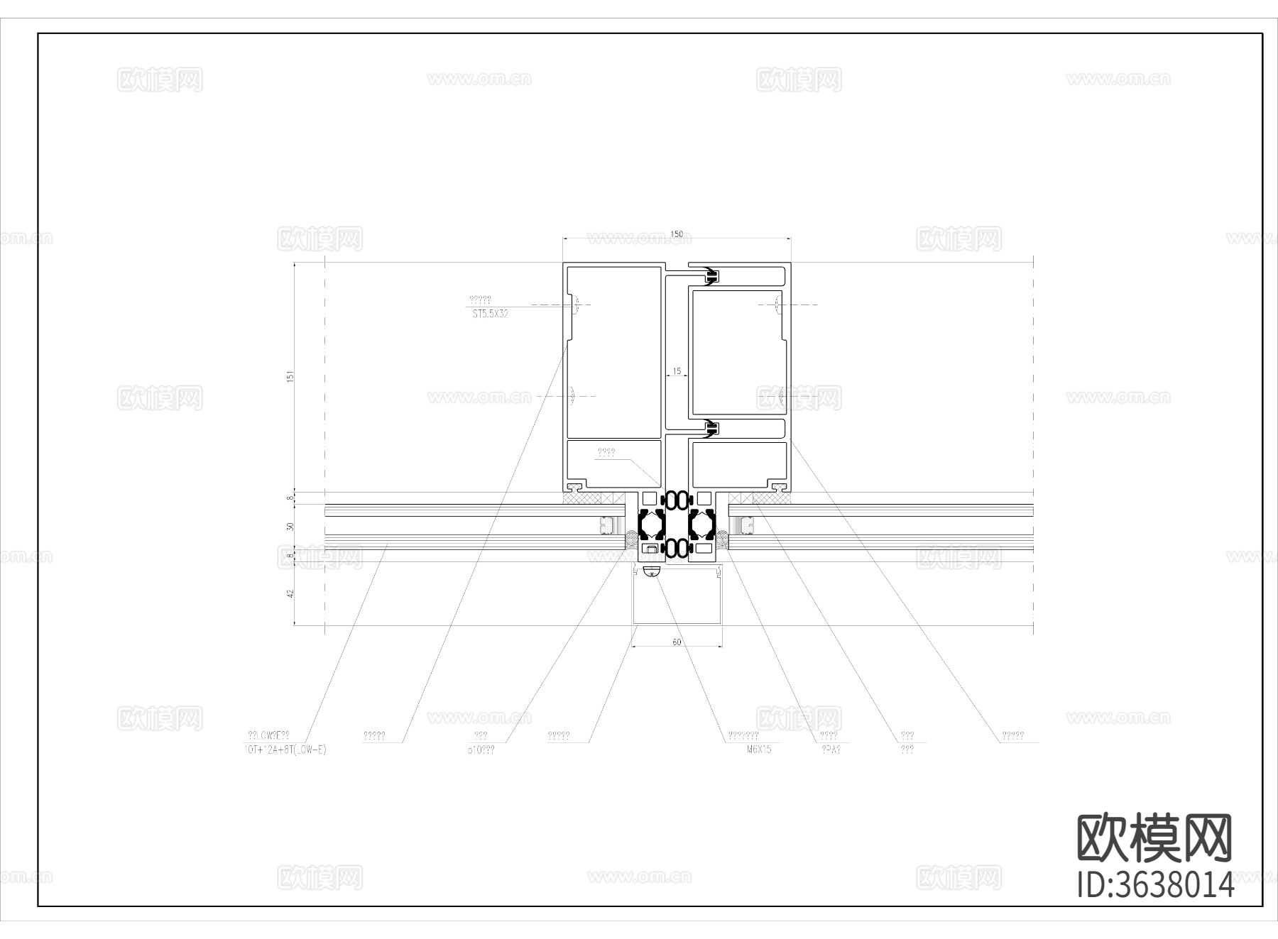 单元幕墙cad节点图下载（渲染图5）