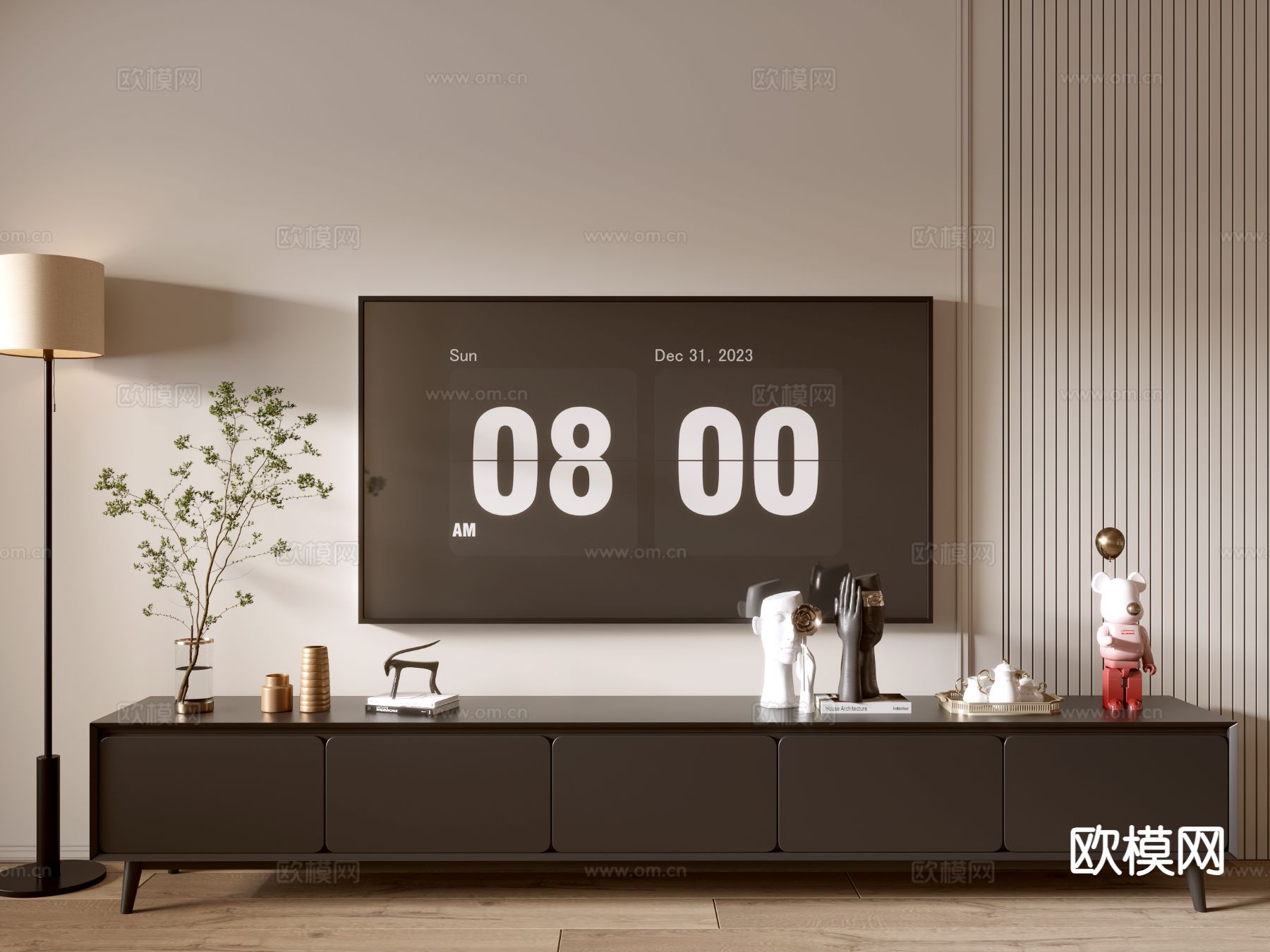 意式电视柜3d模型下载