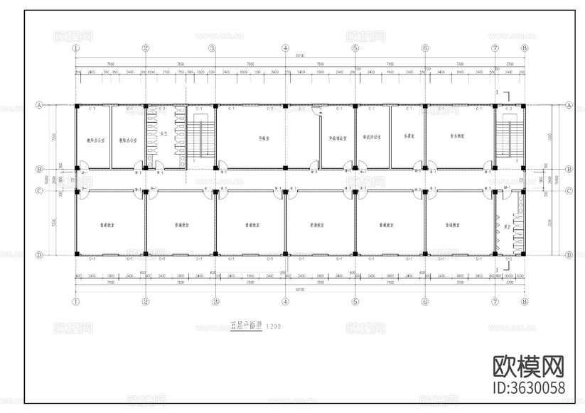 教學(xué)樓建筑圖cad施工圖下載(渲染圖6)