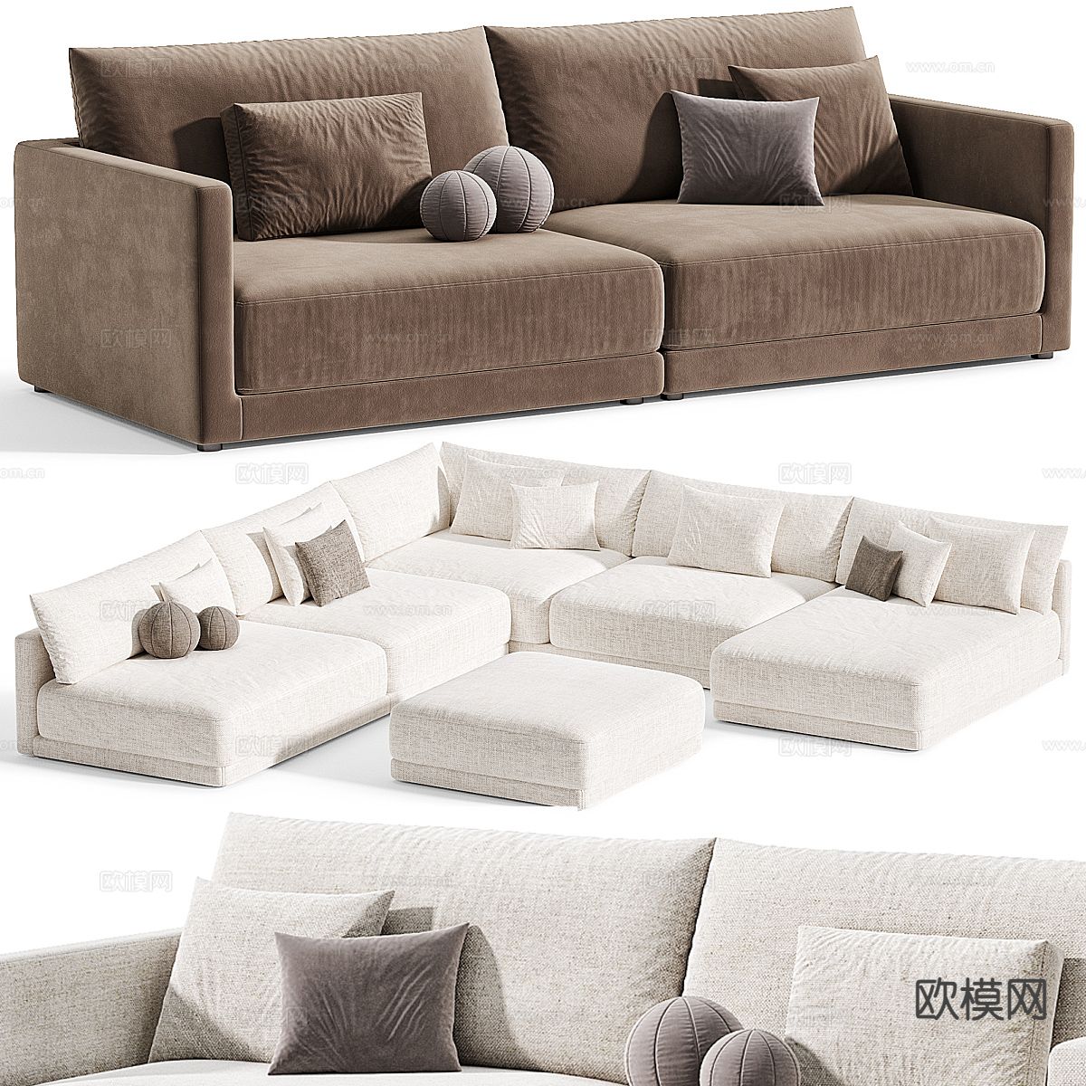 现代多人沙发 转角沙发3d模型下载