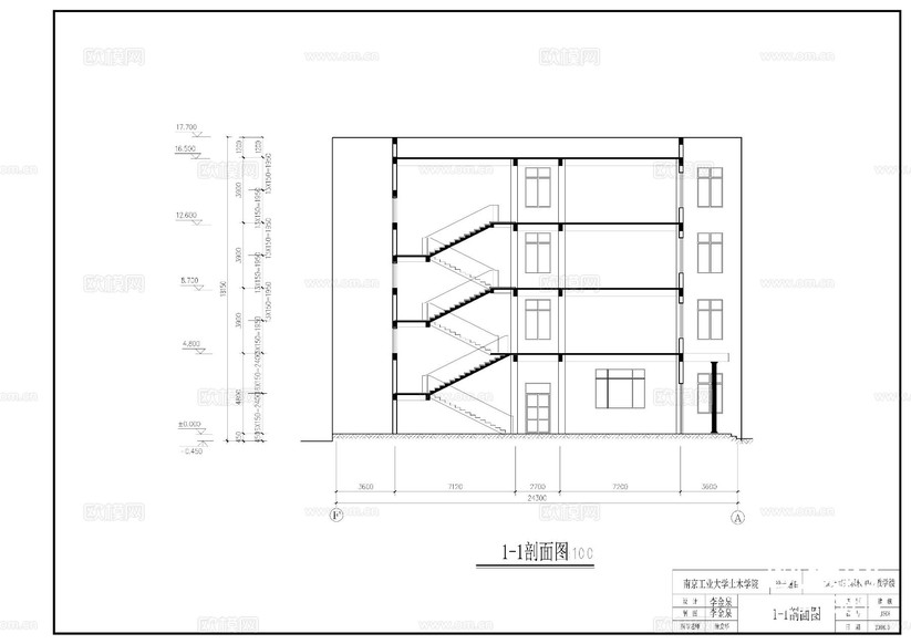 4層職教樓 教學(xué)樓CAD施工圖下載(渲染圖6)