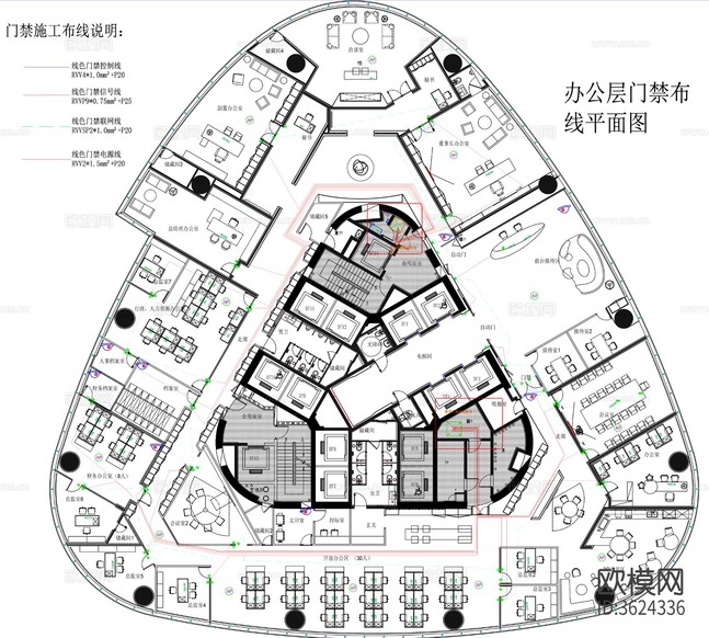 辦公空間CAD平面圖下載(渲染圖3)