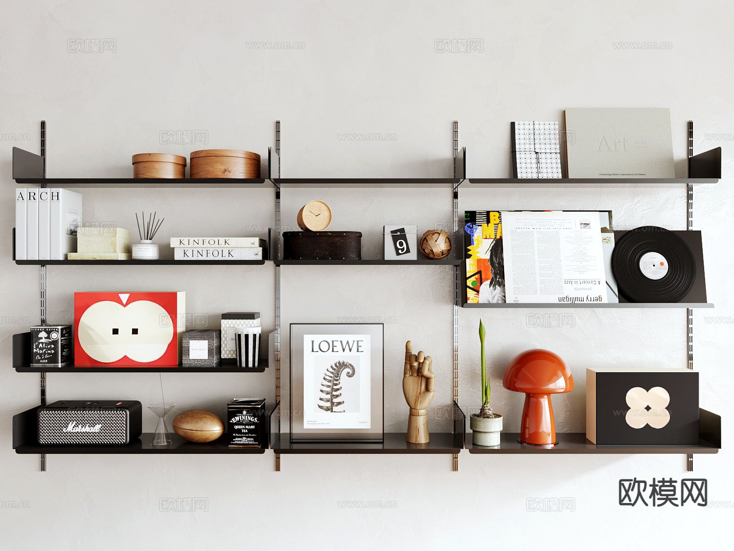 中古风吊柜 壁挂书架 置物架3d模型下载