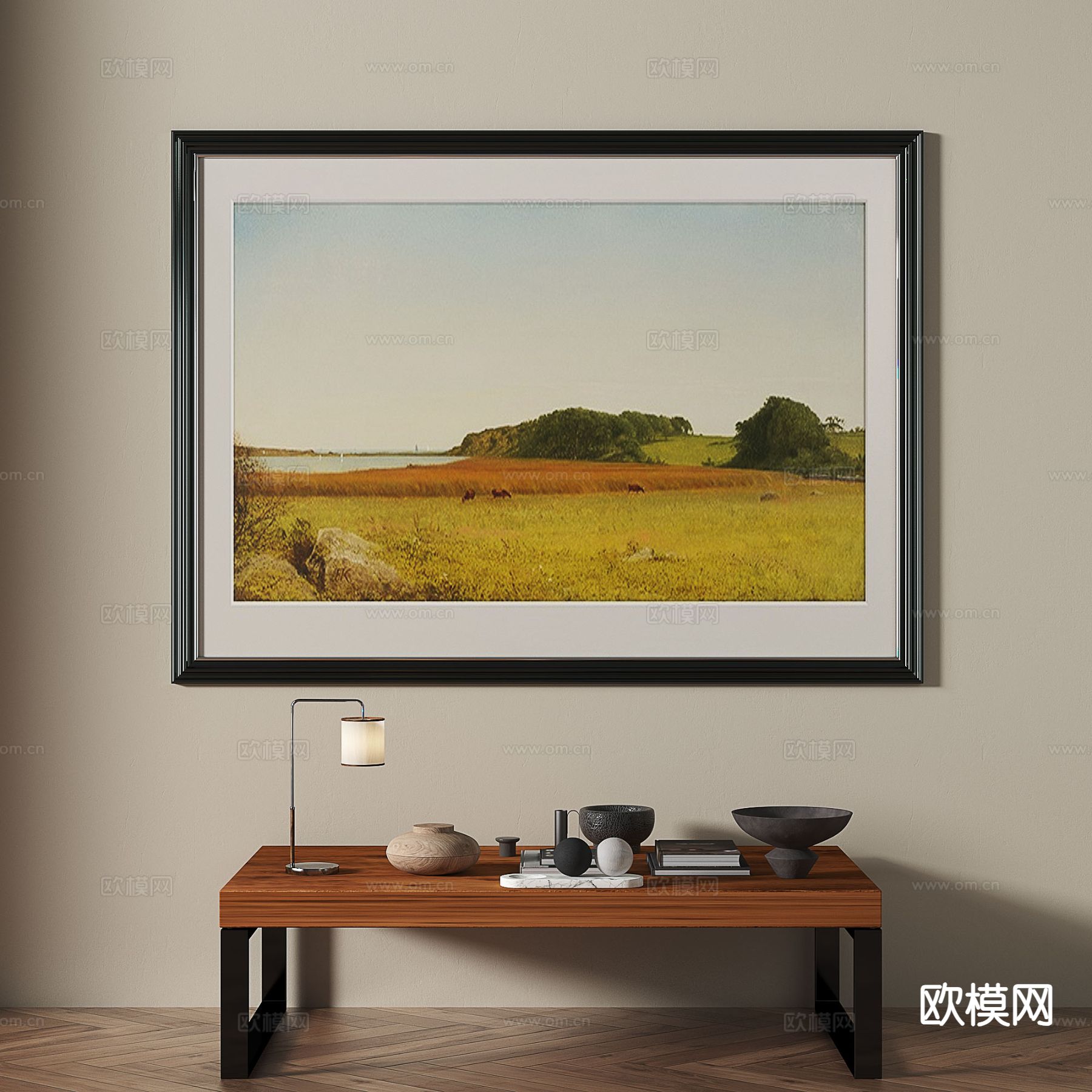 中古风装饰画 风景画 挂画3d模型