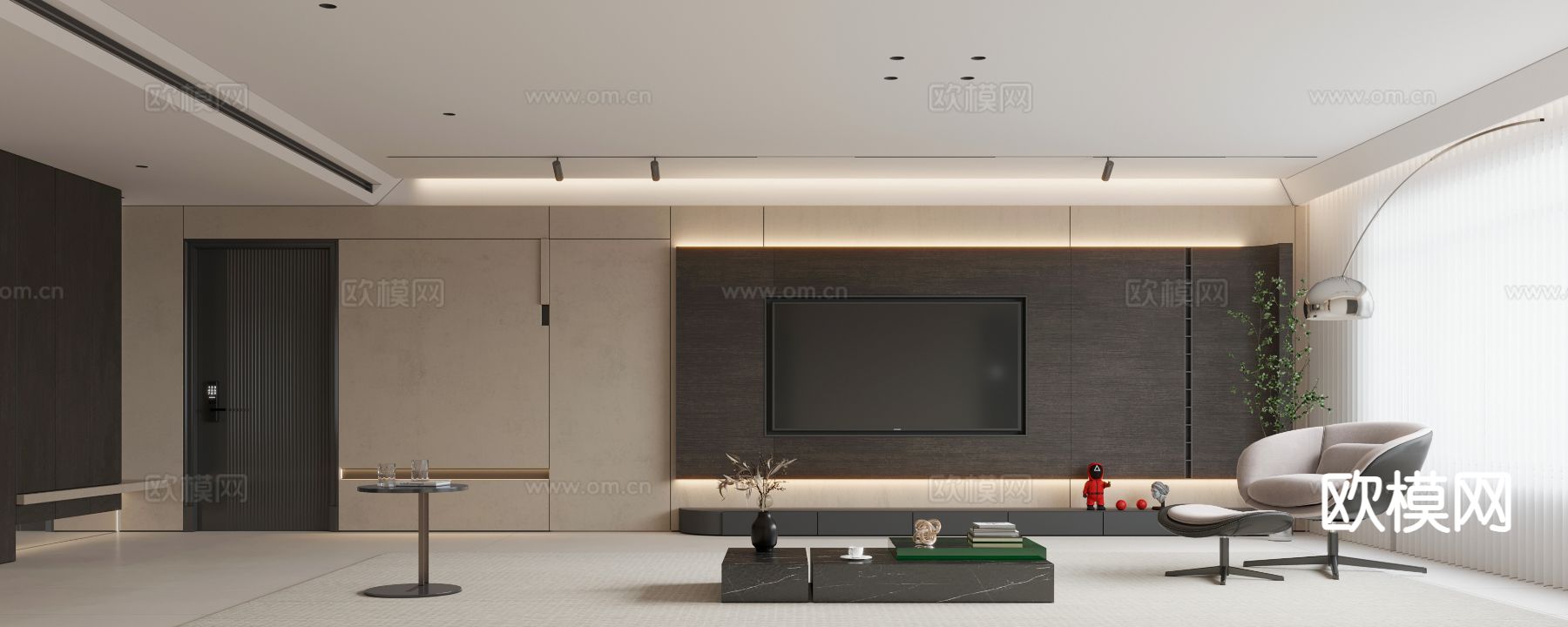 意式客厅3d模型下载（渲染图2）