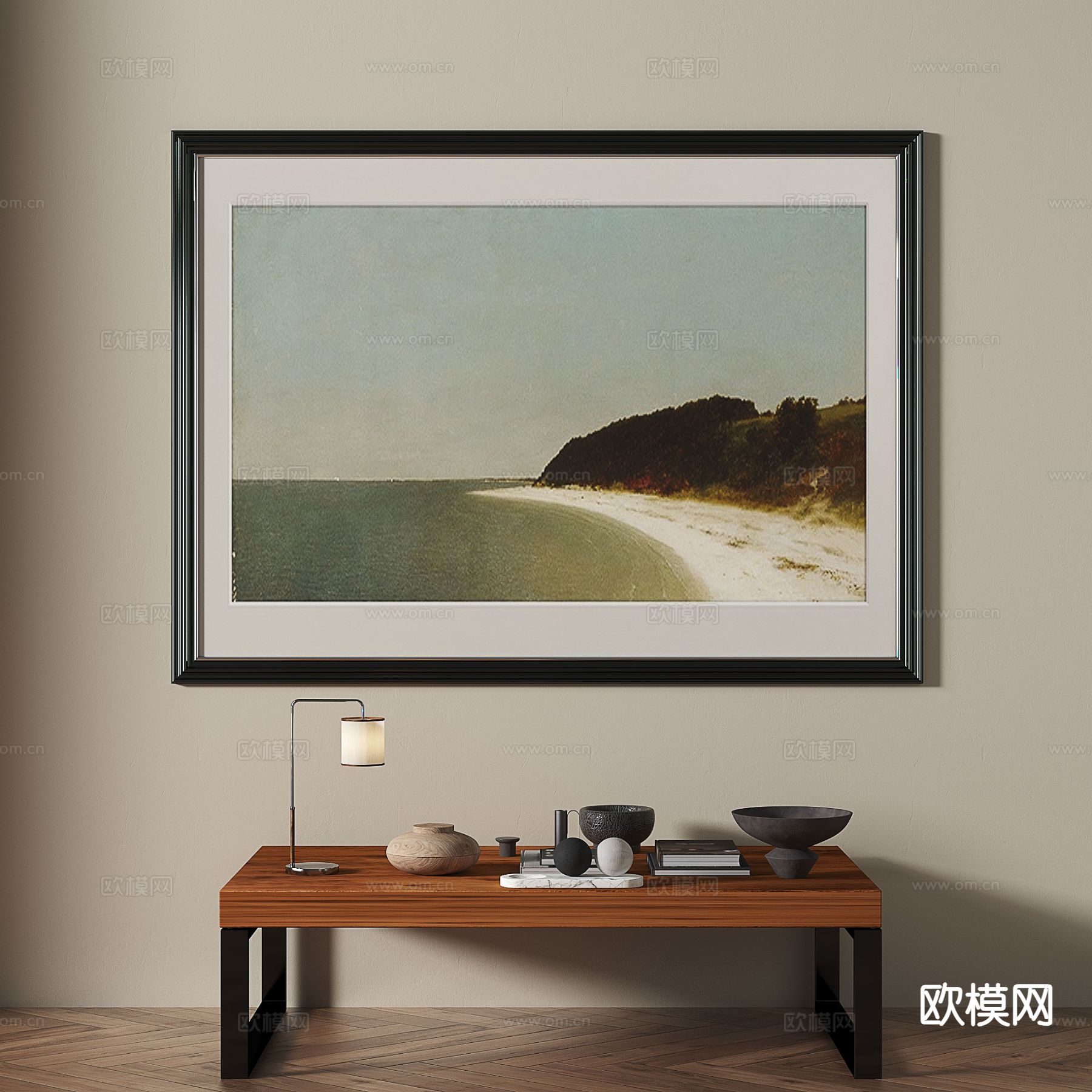 中古风装饰画 风景画 挂画3d模型